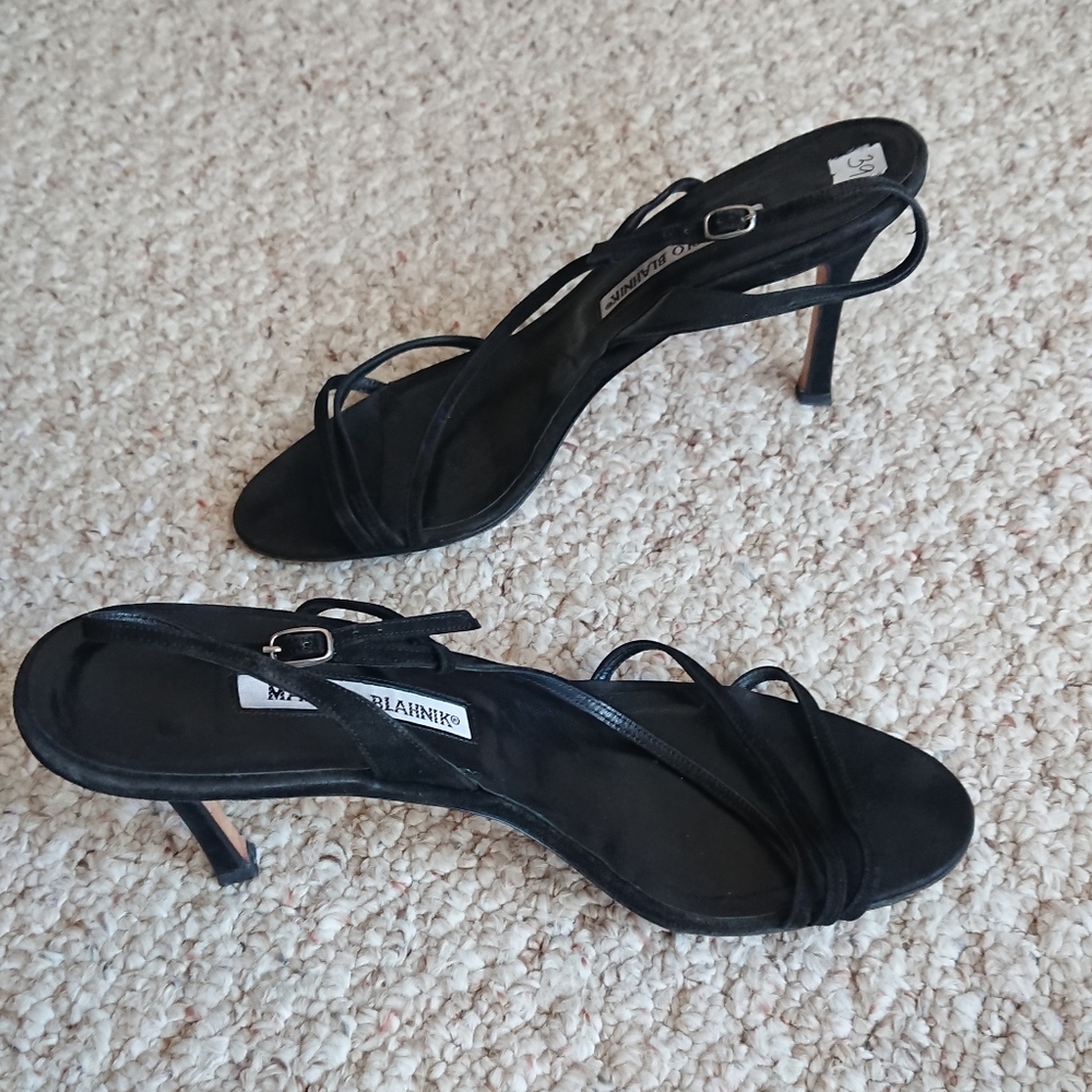 Manolo Blahnik Elegant Black leather Strappy Heels size 38 - Picture 3 of 13
